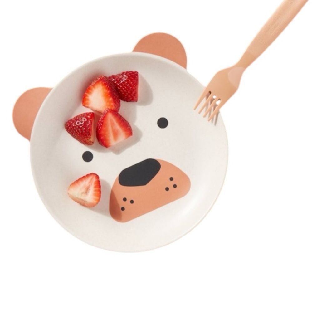 NWOT Pillowfort Dinnerware Bamboo and Melamine Bear Plate Light Brown